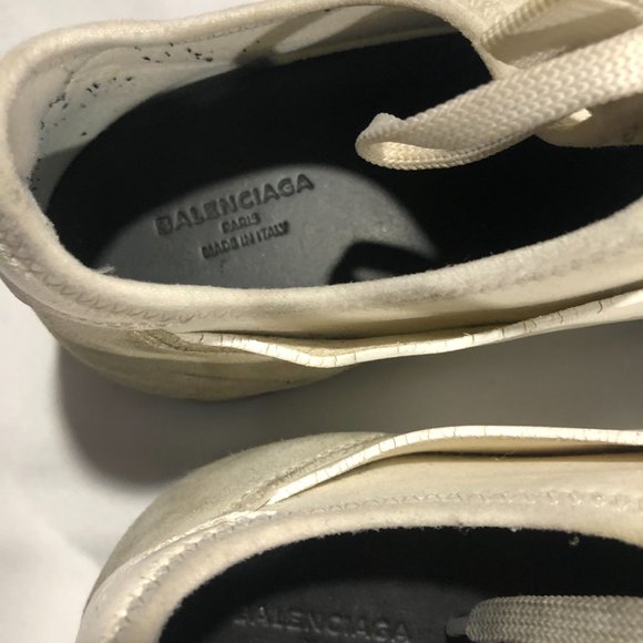 Balenciaga Race Runner White Leather Mesh Neoprene Grey Sneaker Shoes 39 Italy - Picture 8 of 11